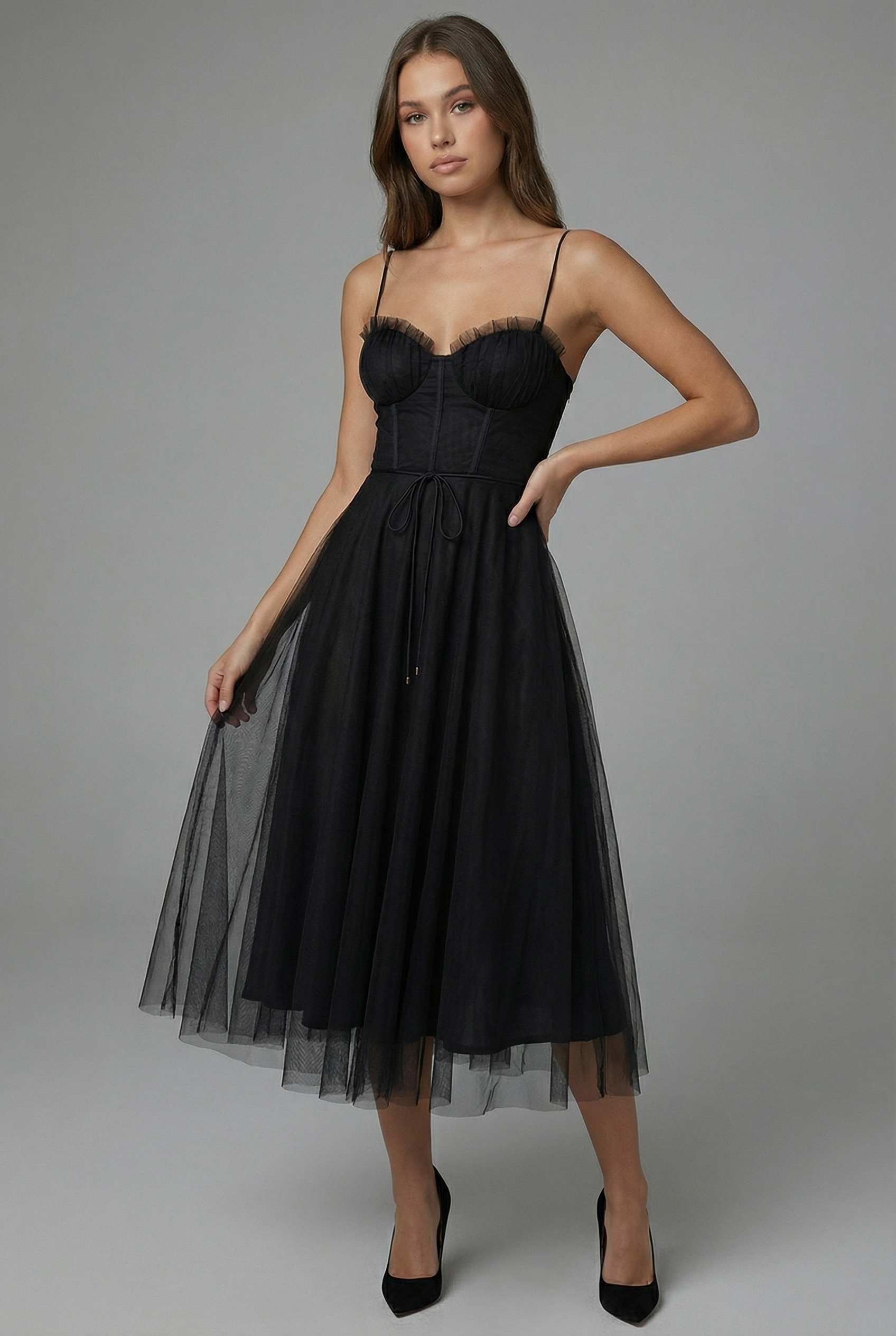 Women’s Elegant Tulle Midi Dress with Lightweight Fit
