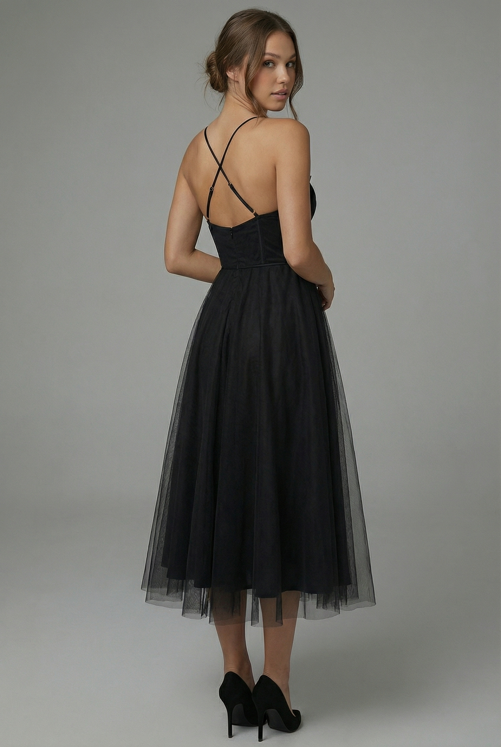 Women’s Elegant Tulle Midi Dress with Lightweight Fit