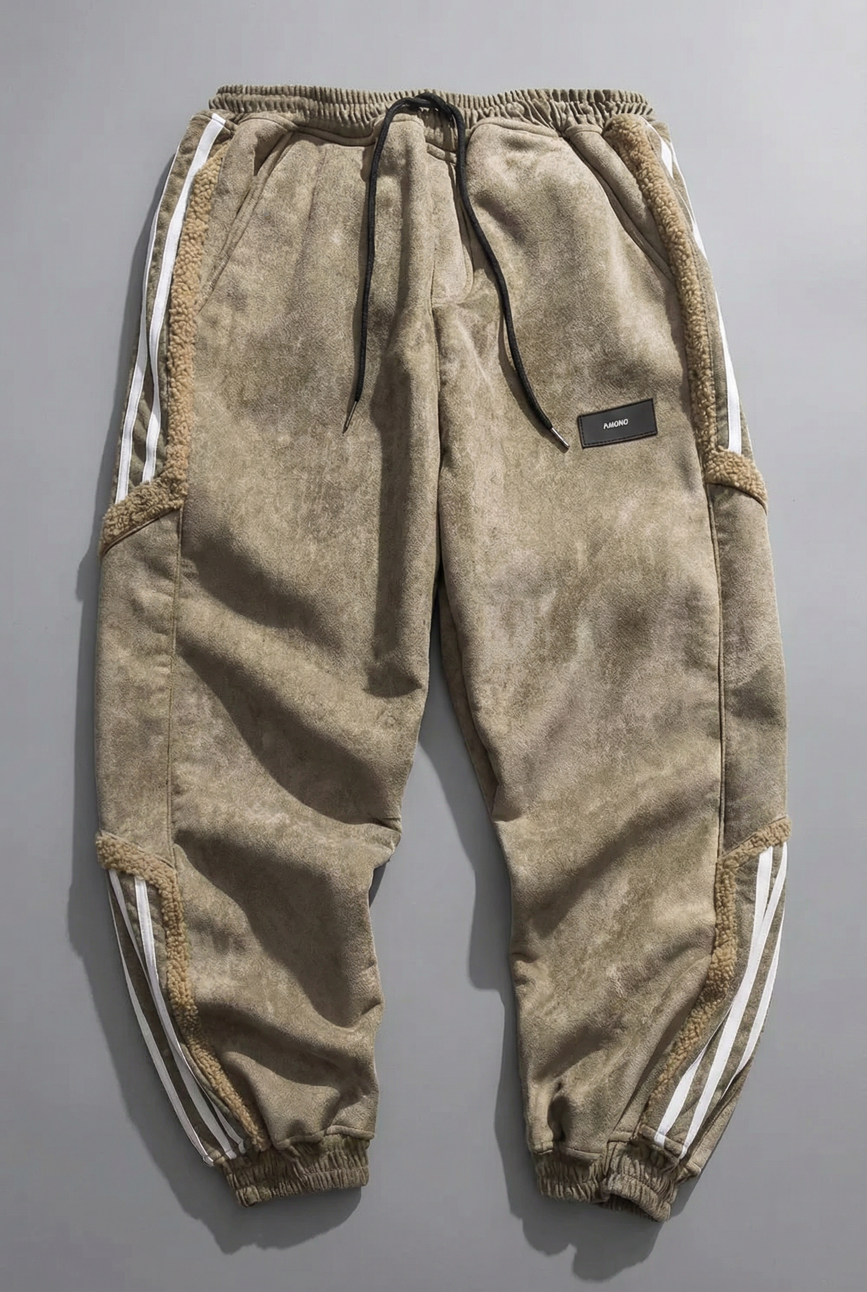 Men's Fleece-Lined Relaxed Fit Joggers with Side Stripe Detail