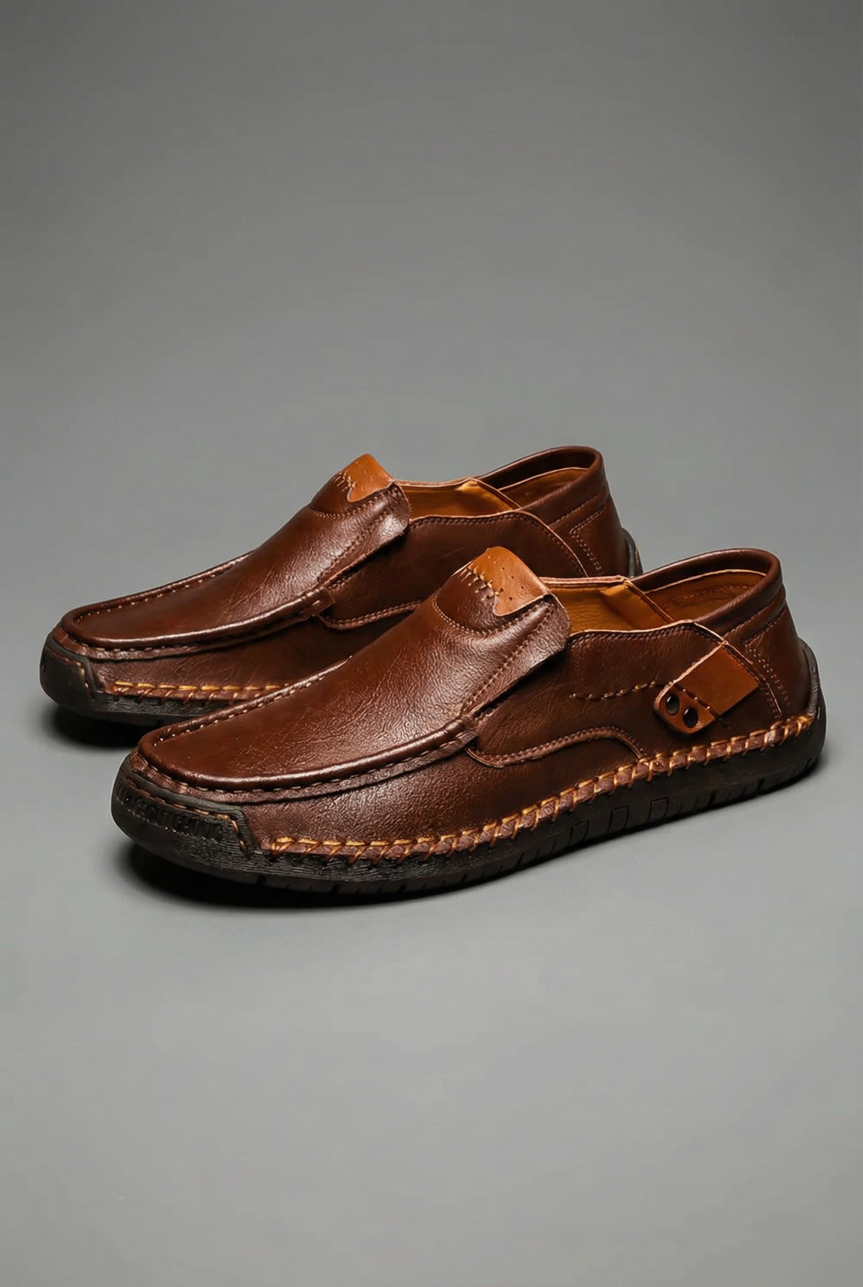 Men’s Leather Style Slip On Trainers Casual Walking Shoes