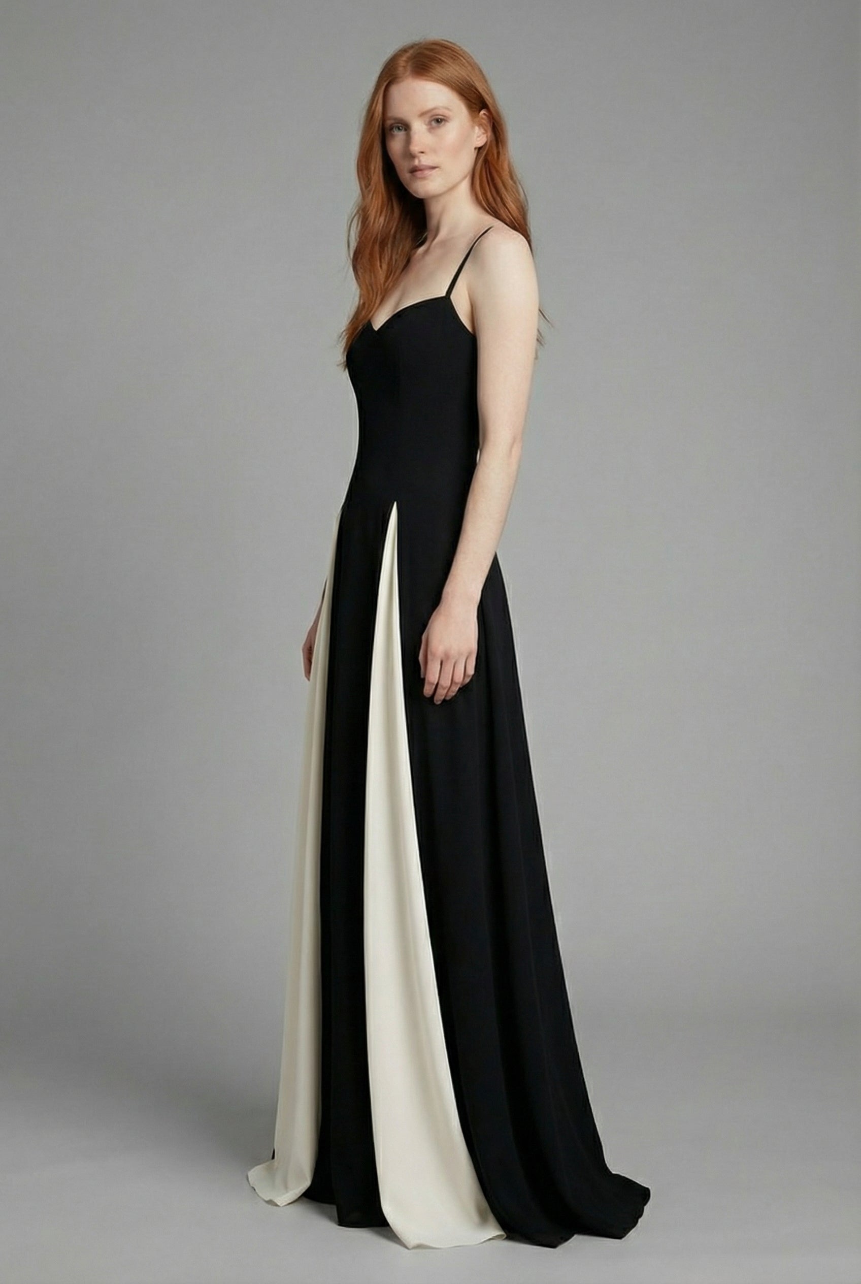 Women’s Black and White Wedding Guest Formal Evening Maxi Dress
