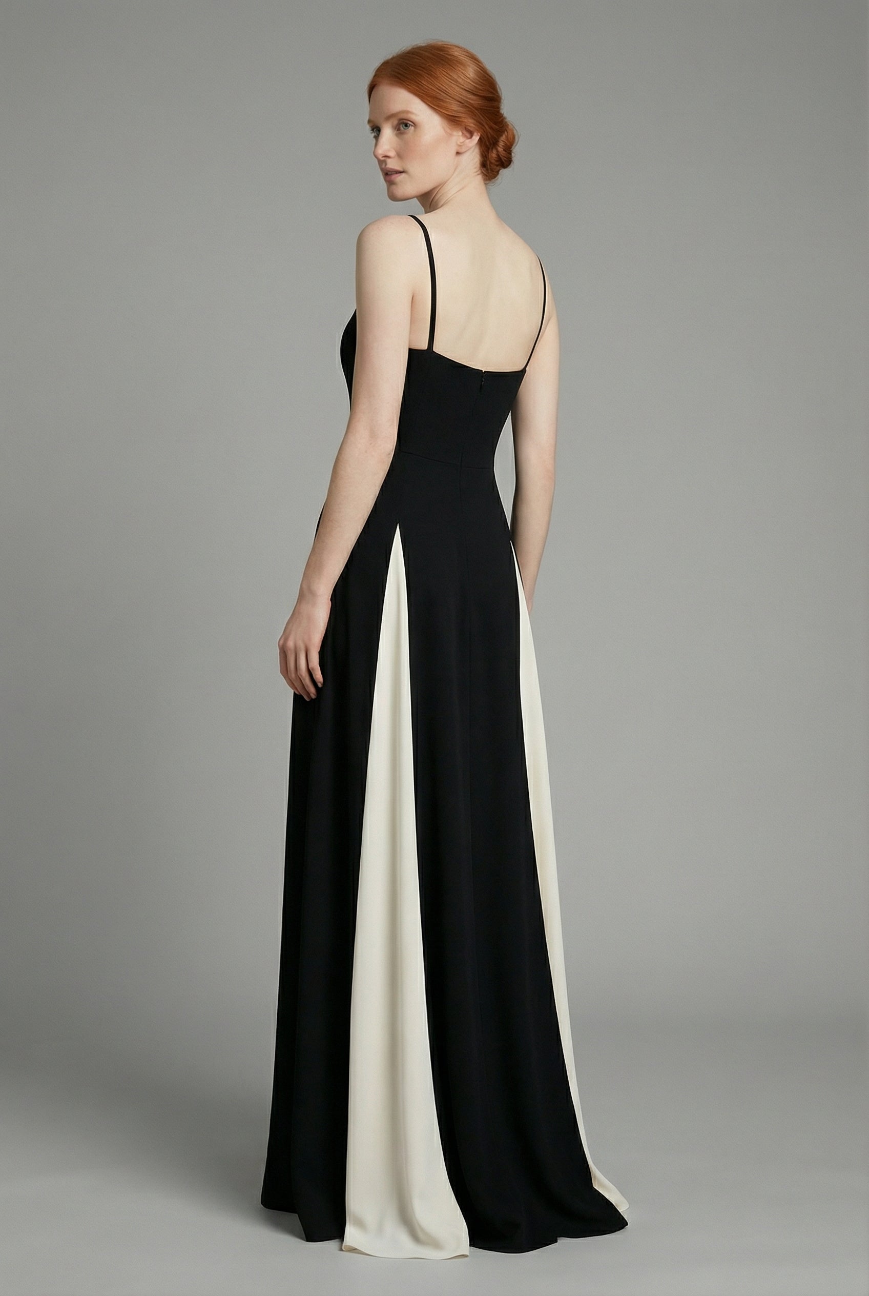 Women’s Black and White Wedding Guest Formal Evening Maxi Dress