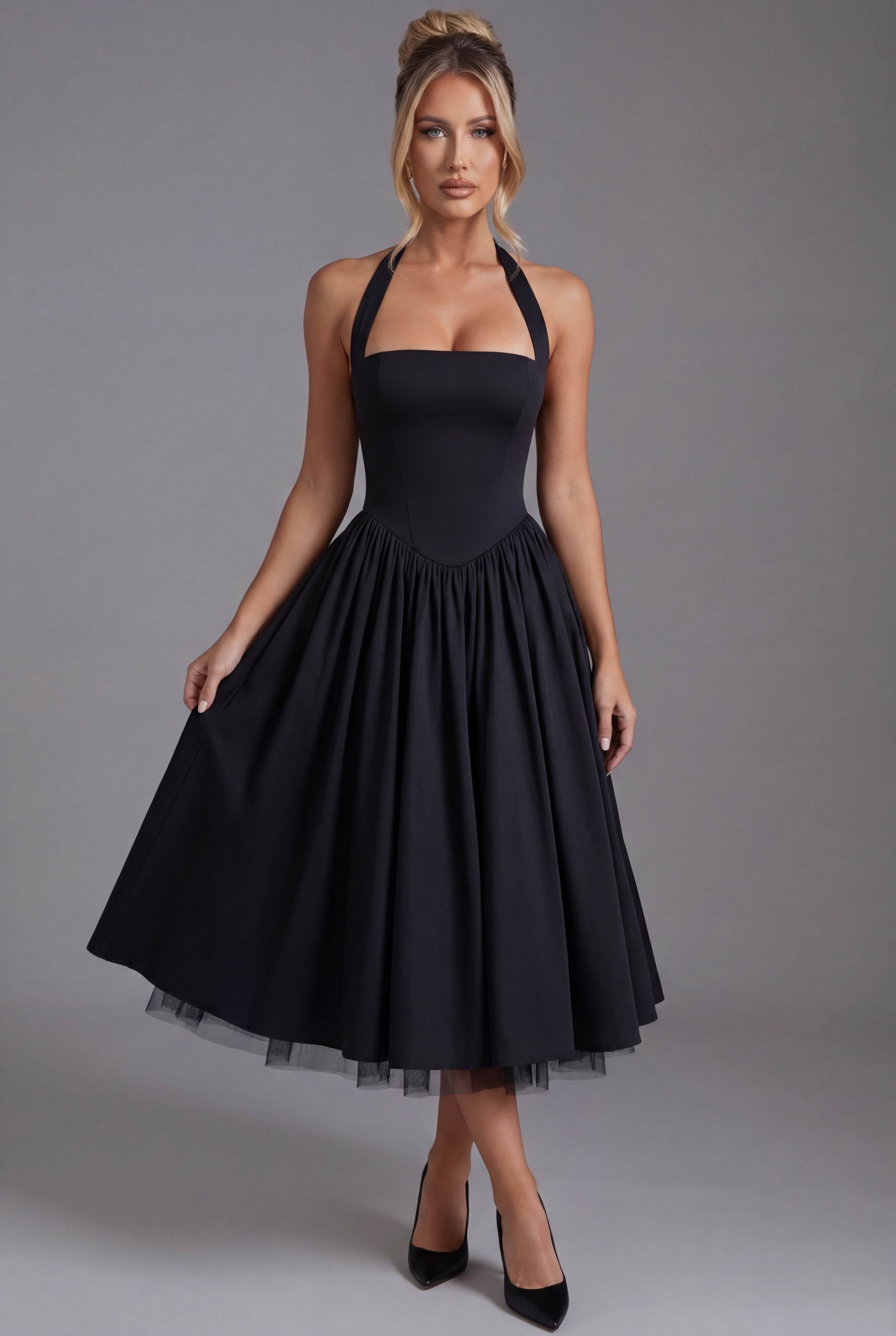 Women’s Ascot Elegant A Line Halter Midi Dress