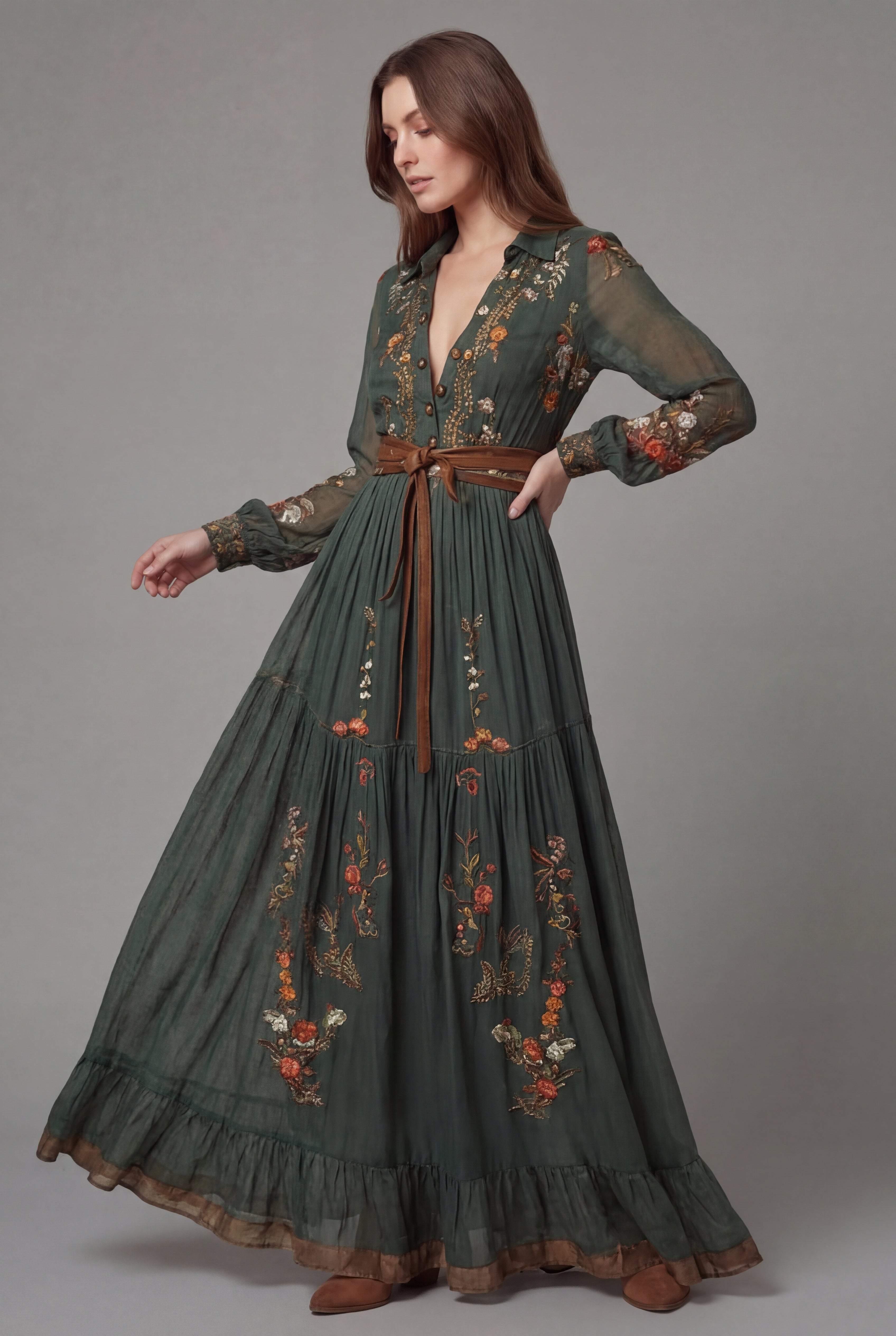 Women’s Vintage Bohemian Floral Maxi Dress