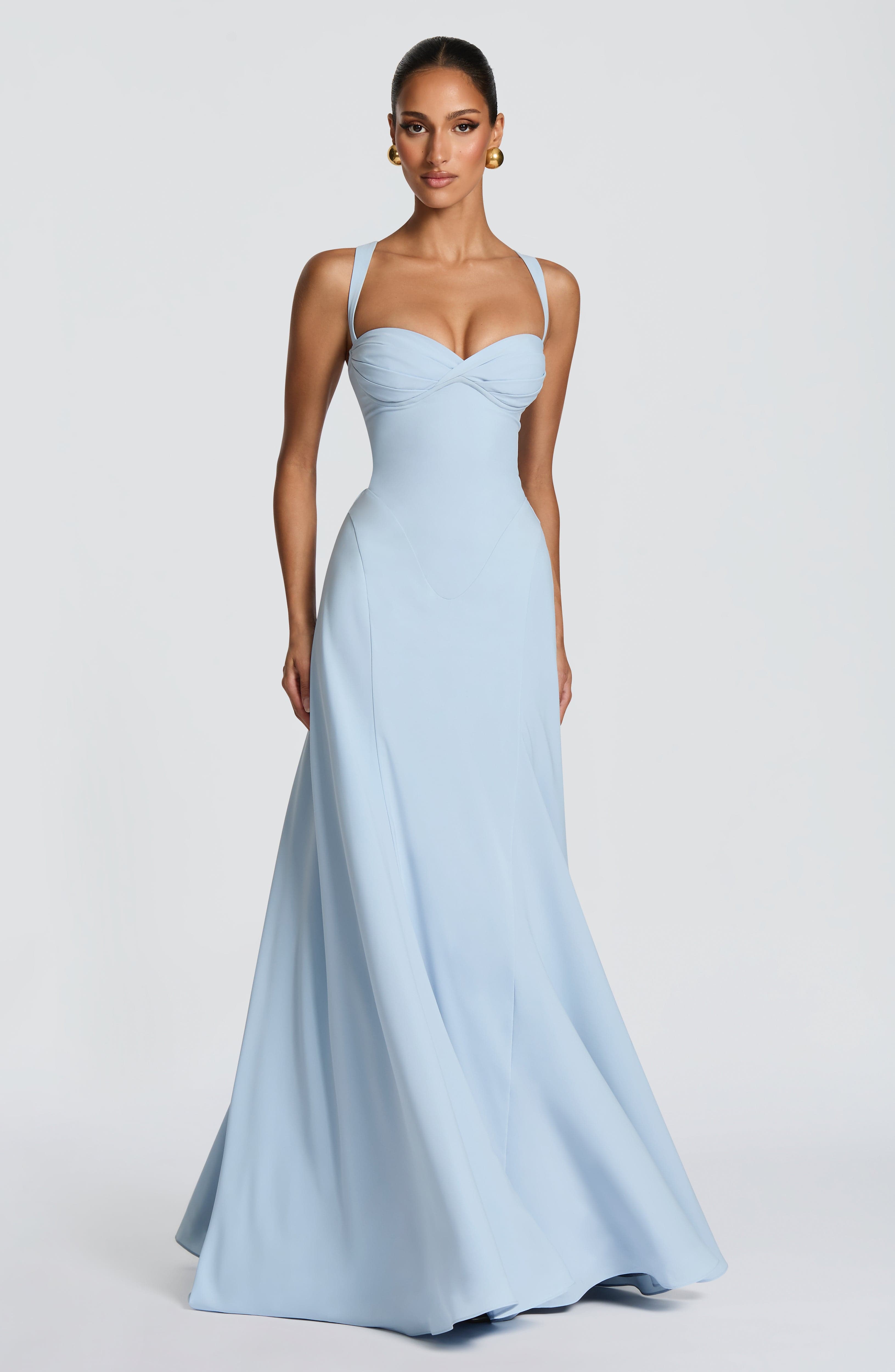 Corset Bodice A Line Flared Prom Maxi Dress