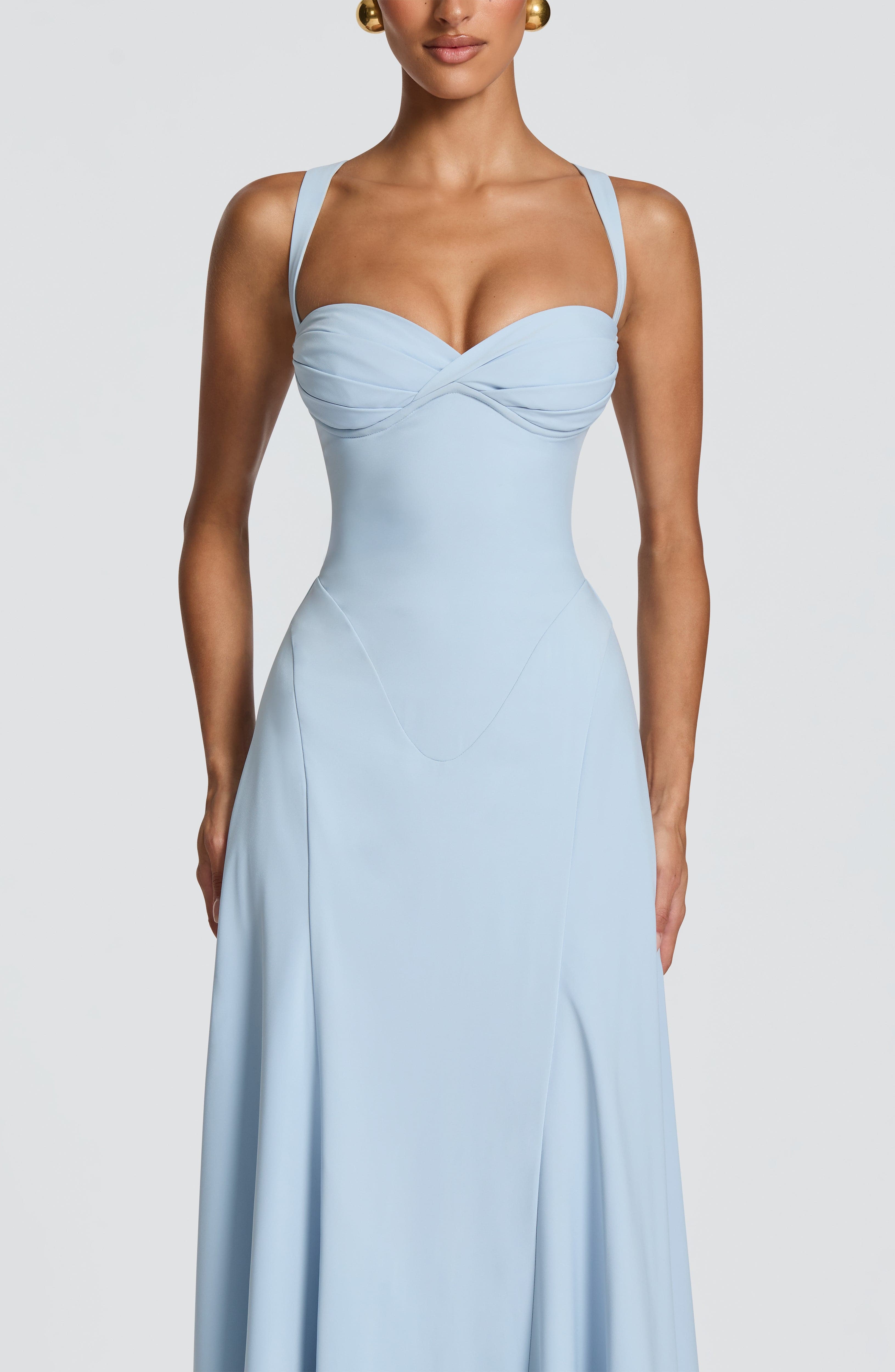 Corset Bodice A Line Flared Prom Maxi Dress