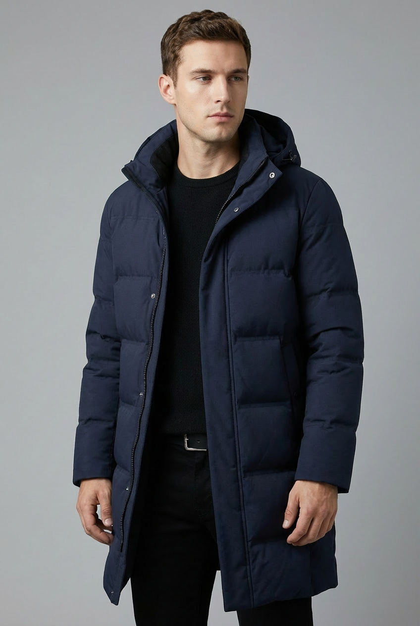 Men’s Insulated Hooded Winter Parka – Long Padded Winter Coat