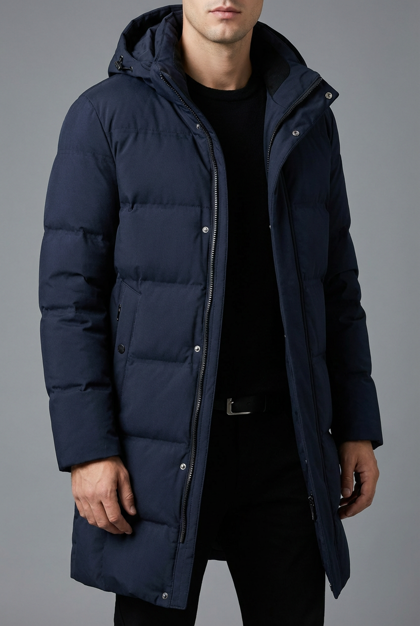 Men’s Insulated Hooded Winter Parka – Long Padded Winter Coat