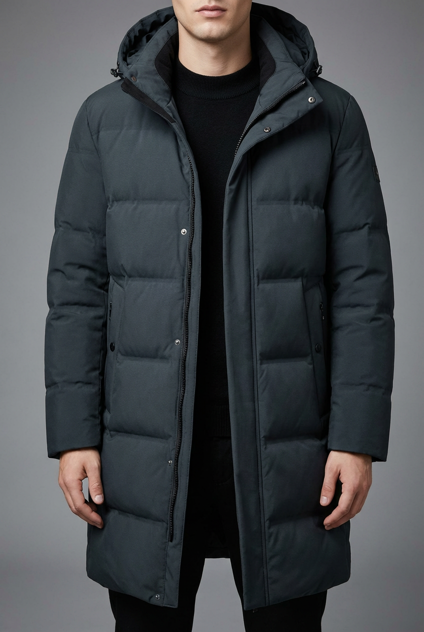 Men’s Insulated Hooded Winter Parka – Long Padded Winter Coat