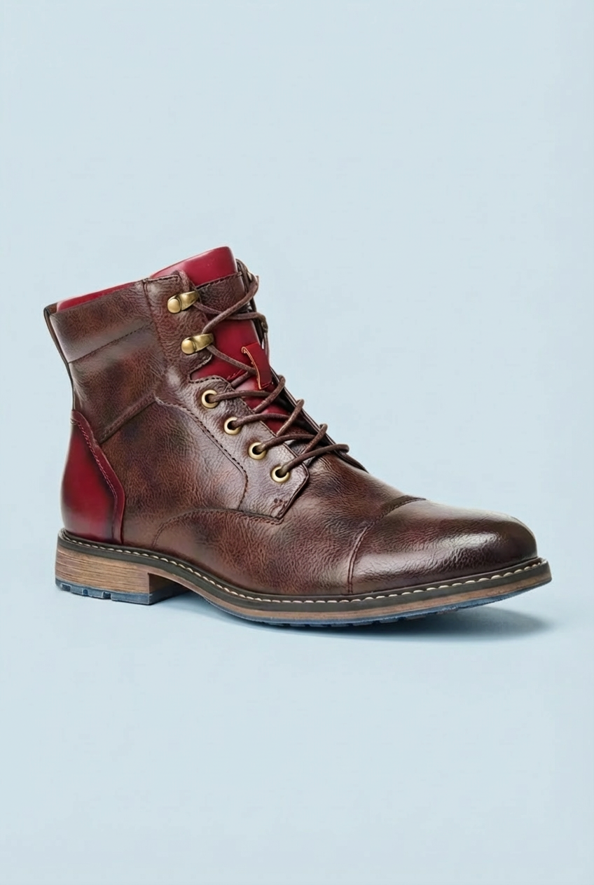 Men’s Classic Brown Zip Dual Closure Smart Casual Ankle Lace Boots