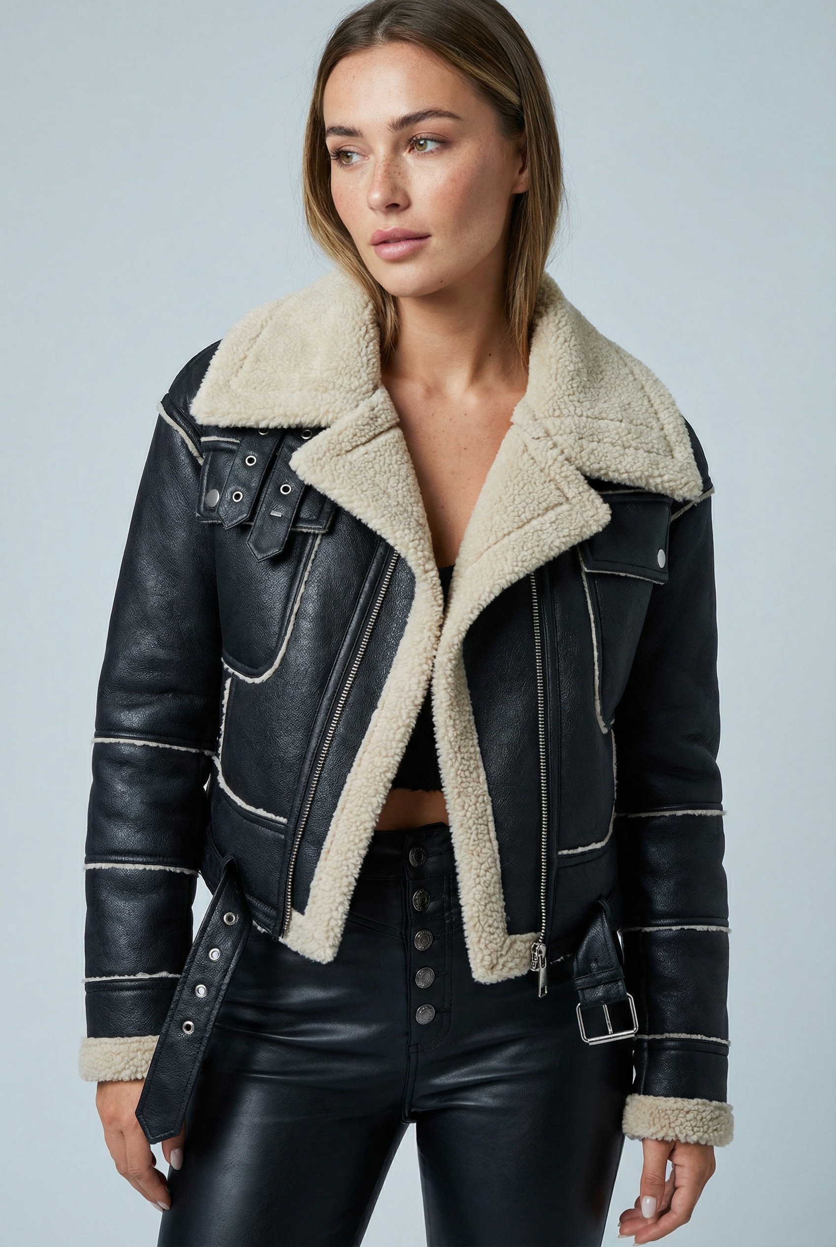 Women’s Short Zip-Up Retro Leather Jacket