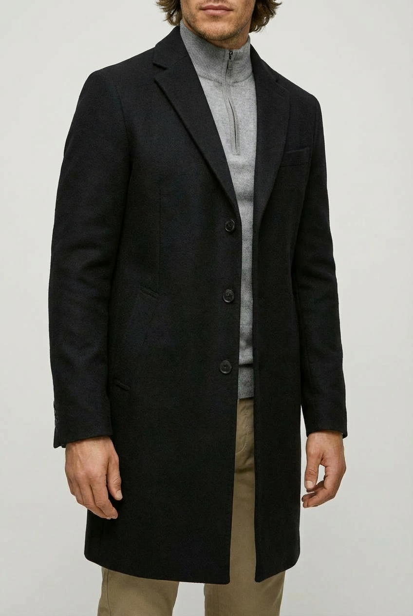 Men’s Classic Wool Style Overcoat Winter Coat
