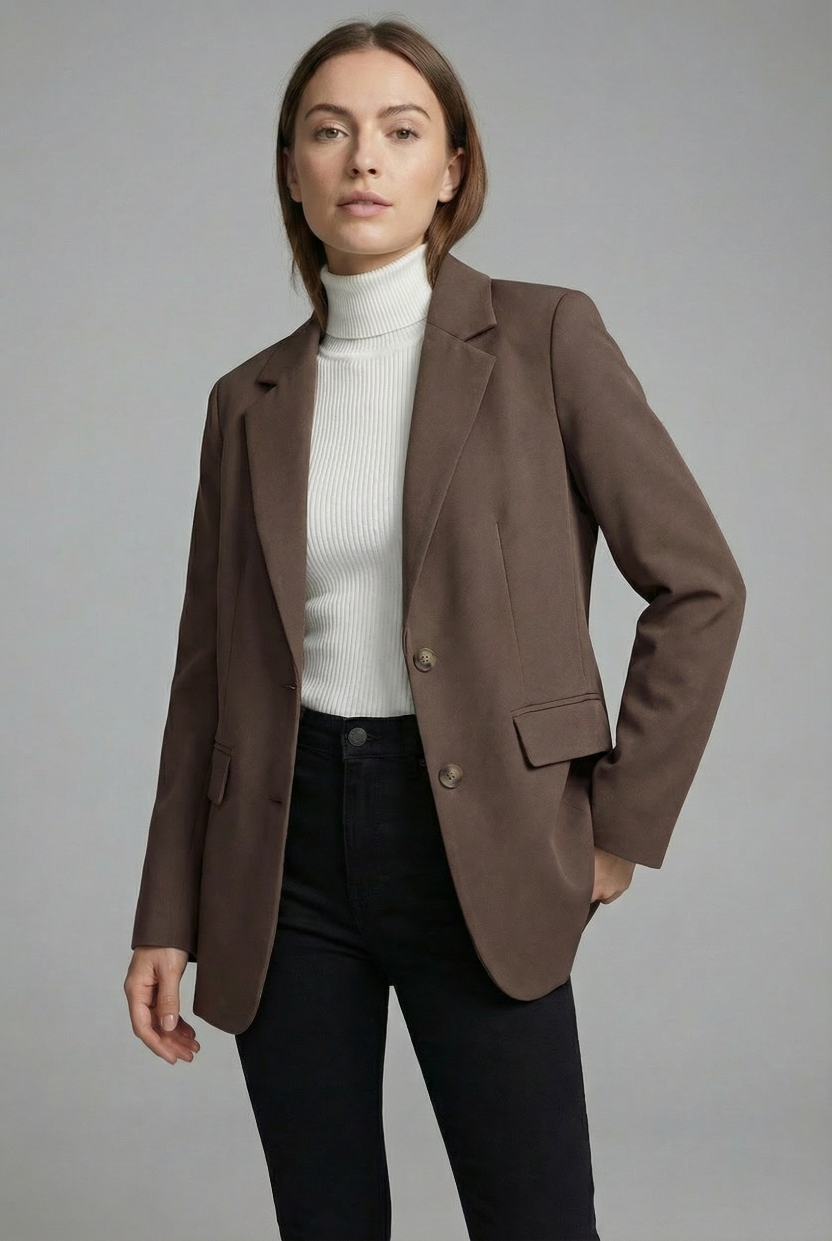 Women’s Coffee Tailored Blazer Casual Business Wear