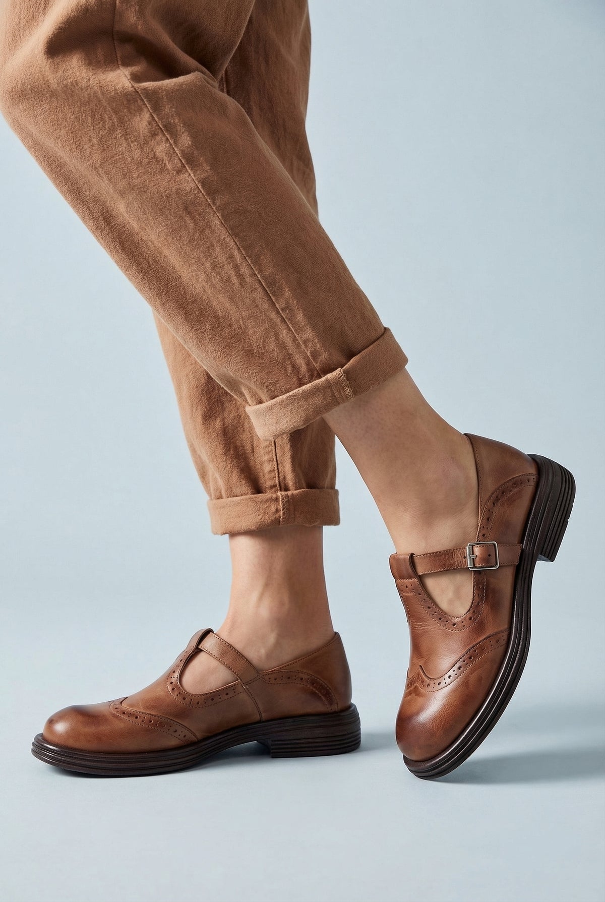 Women's Classic Mary Jane Leather T-Strap Shoes
