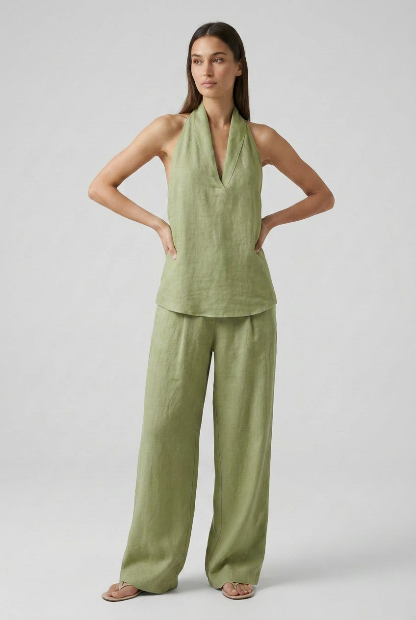 Halterneck Top Wide Leg Trouser Co-ord Set
