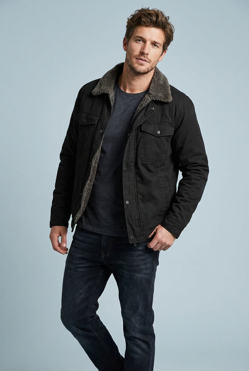 Men's Warm Sherpa Lined Casual Jacket