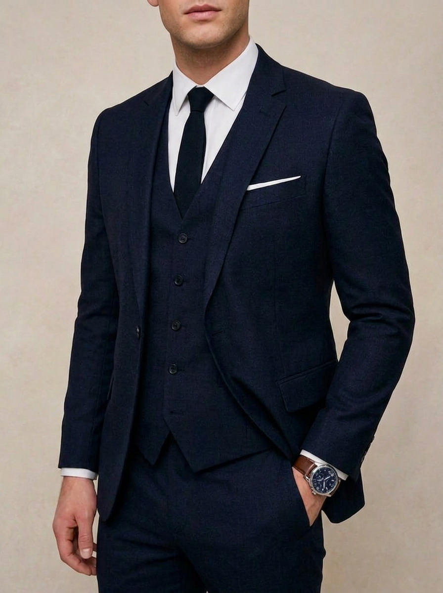Three Piece Tailored Tie Suit Men