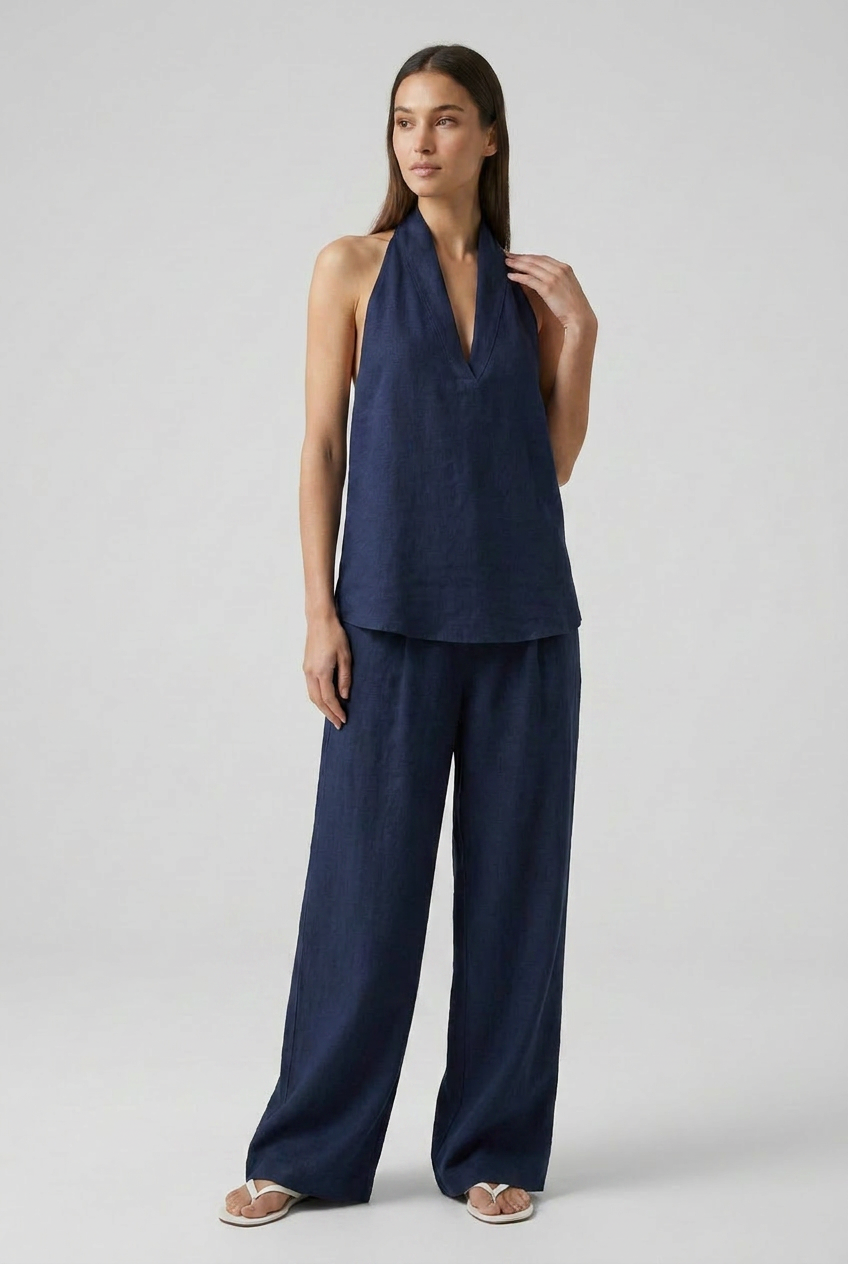 Halterneck Top Wide Leg Trouser Co-ord Set