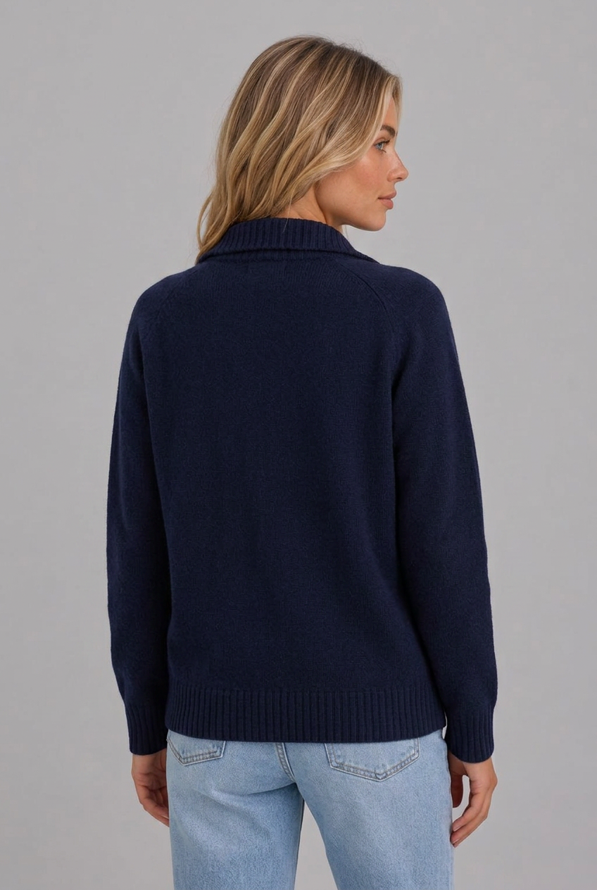 Funnel Neck Zip Up Sweater Knitted Jacket Women