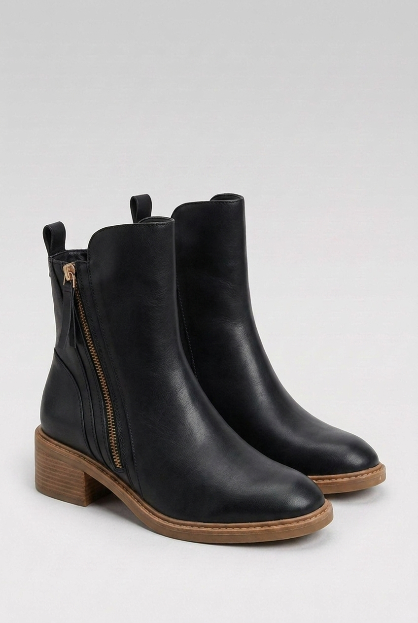 Block Heel Zip Front Orthopaedic Ankle Boots Women