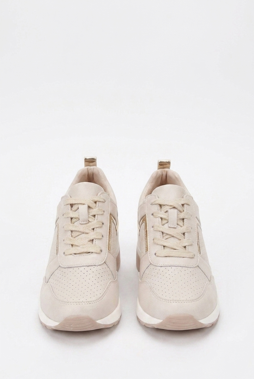Wedge Sole Metallic Trim Orthopaedic Trainers Women