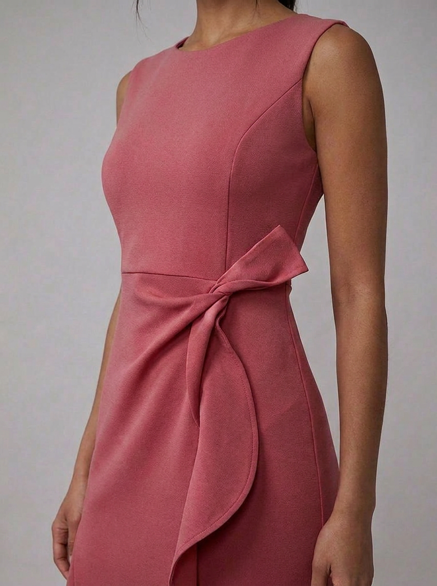Summer Midi Occasion Dress – Sleeveless Ruffle Front Tie-Waist Holiday Wear