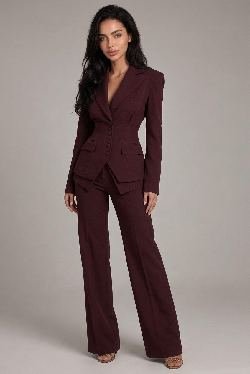 Tailored Wide Leg Comfortable Business Suit Women