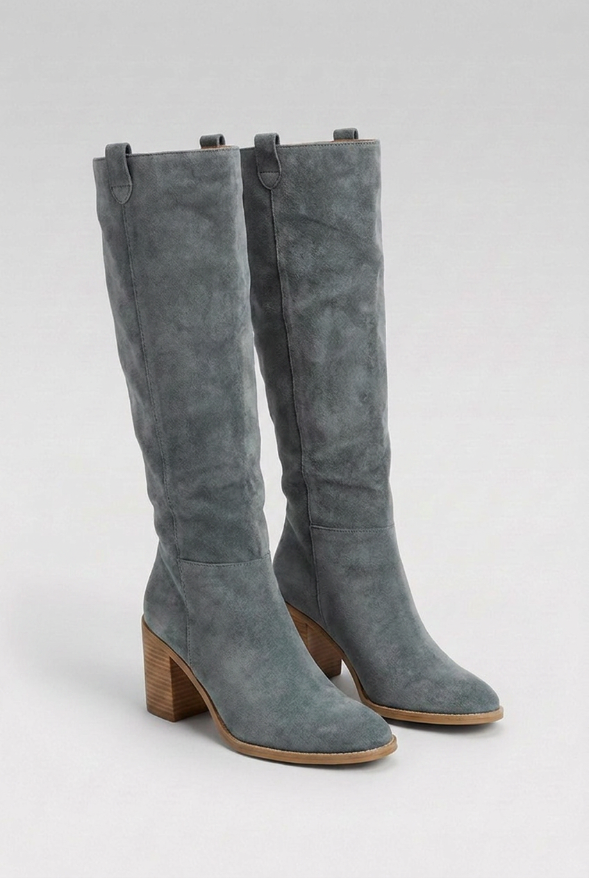 Suede Style Pointed Toe Knee High Boots Women