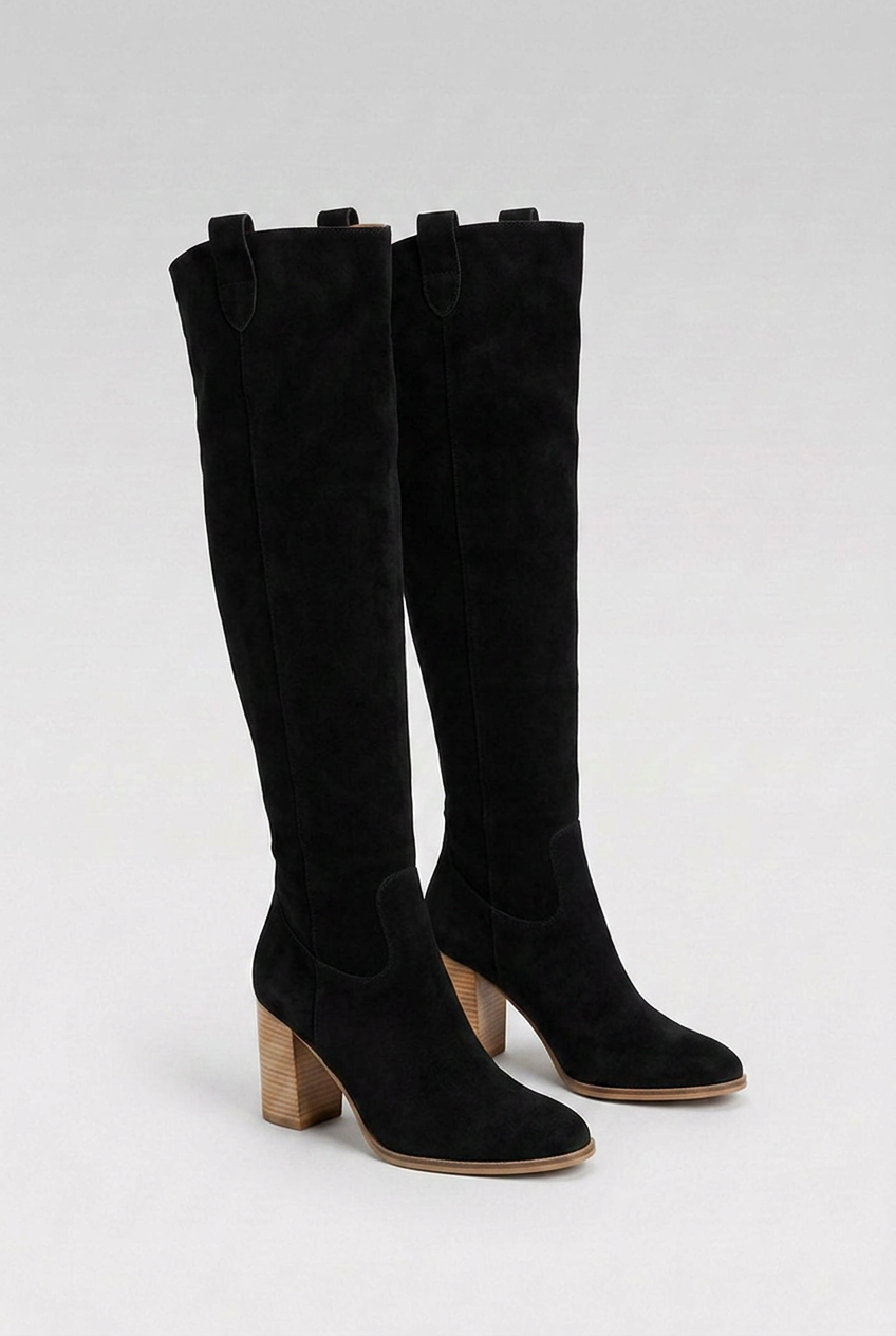 Suede Style Pointed Toe Knee High Boots Women