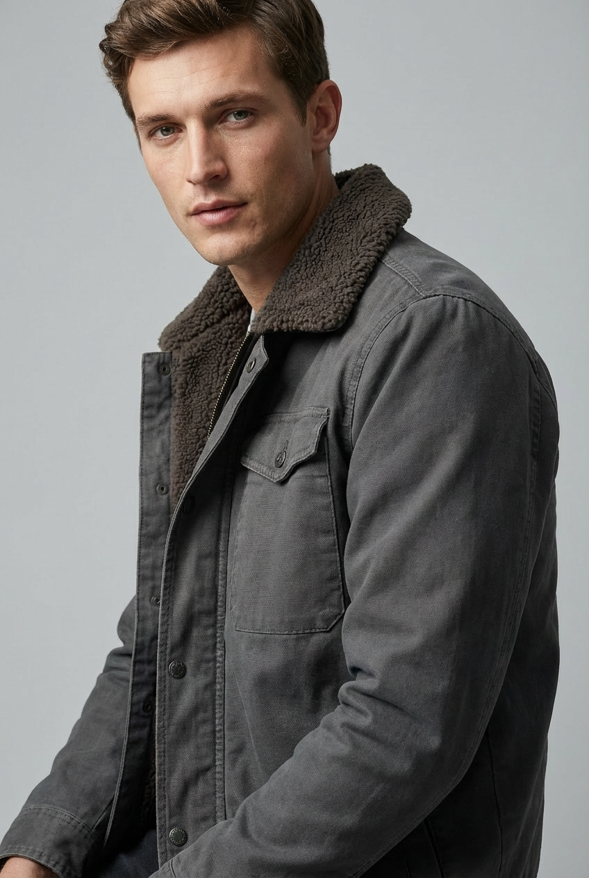 Men's Warm Sherpa Lined Casual Jacket