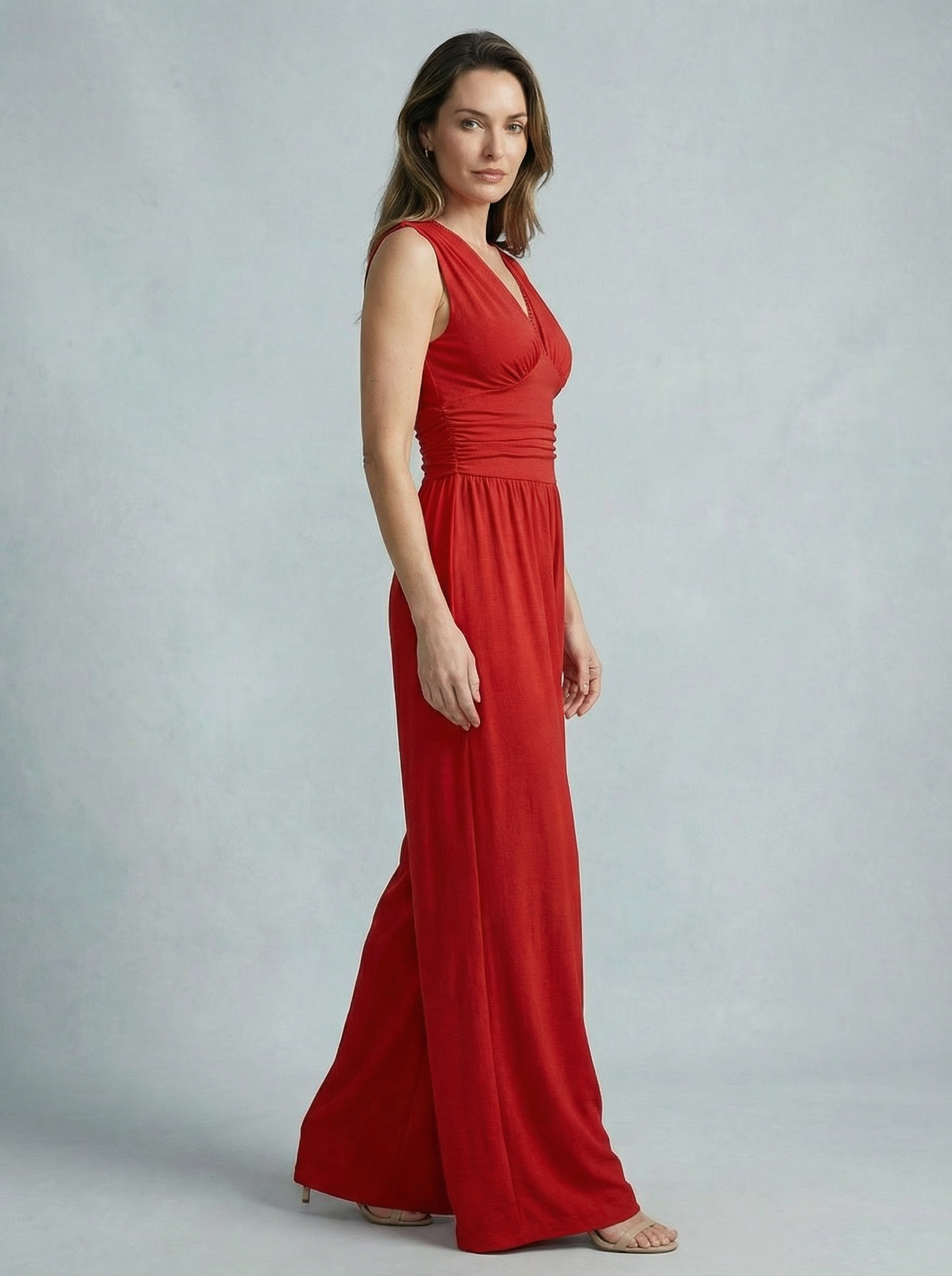 Women’s Elegant Stretch Sleeveless Wide Leg Occasion Jumpsuit