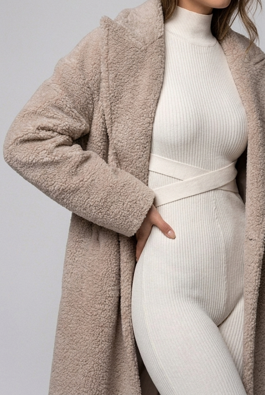 Oversized Longline Wool Style Lapel Coat Women