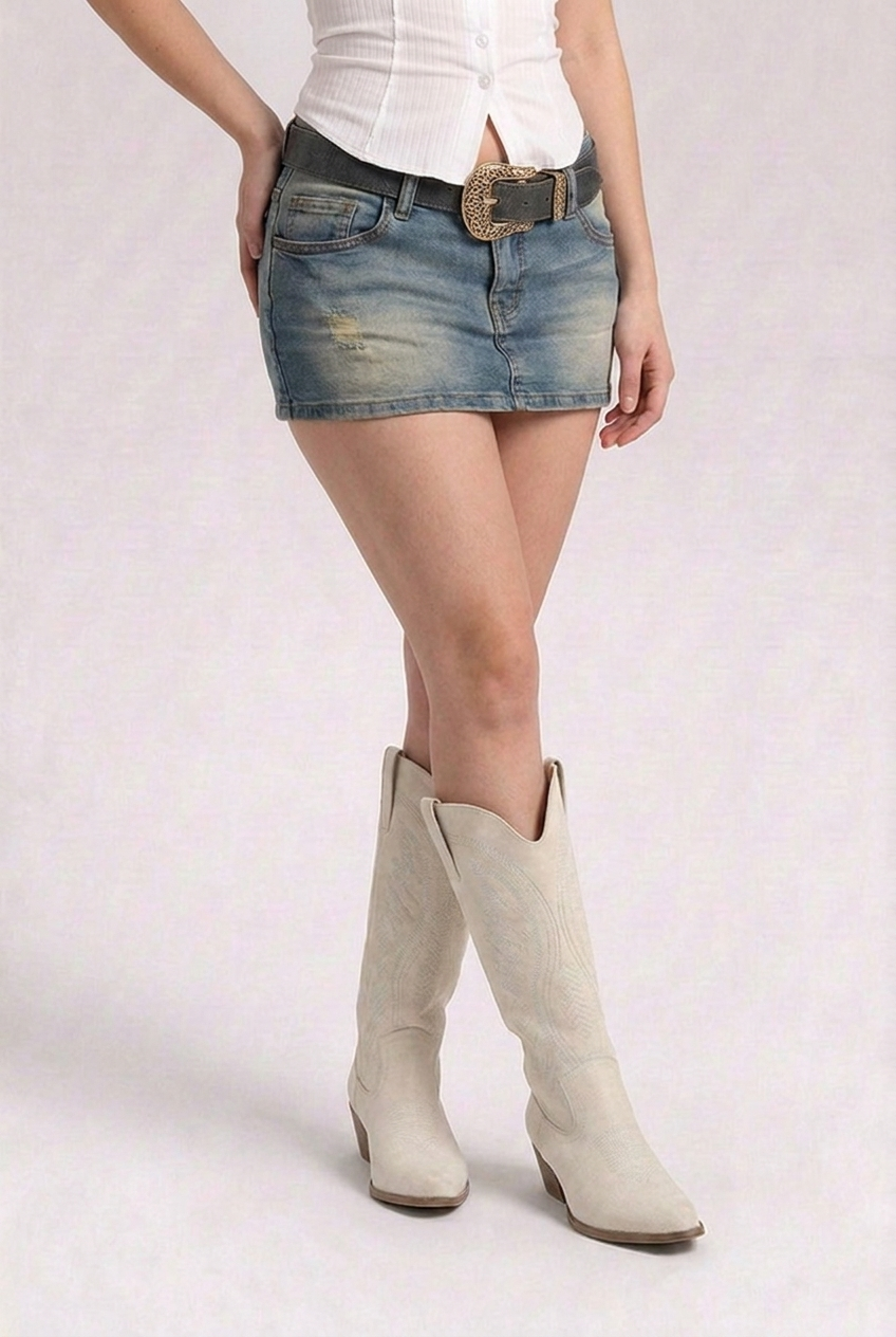 Embroidered Knee High Western Boots Women