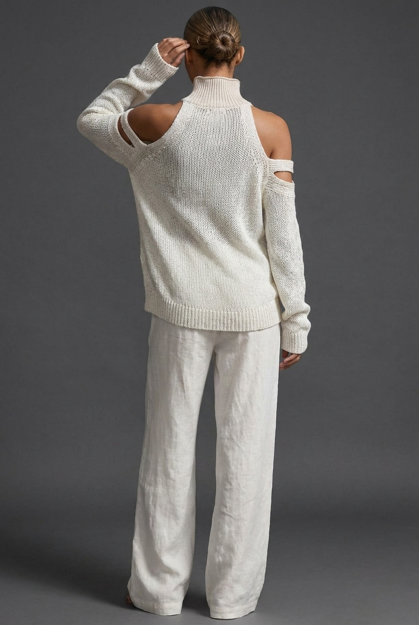 High Neck Knit Style Jumper Wide Leg Co-ord Set