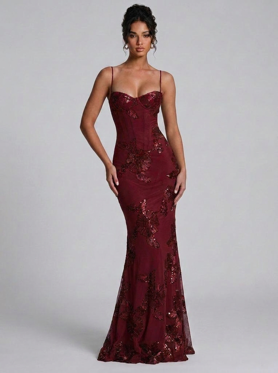 Corset Sweetheart Fishtail Prom Maxi Dress