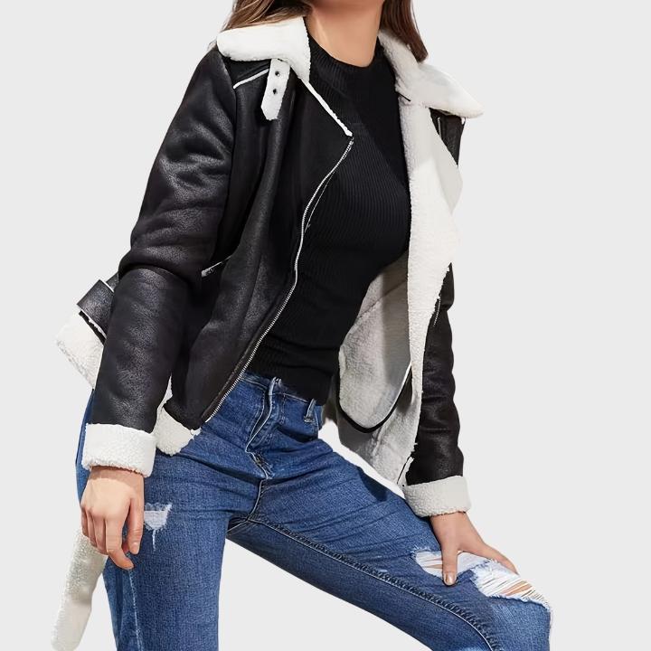 Women’s Vintage Faux Fur Biker Jacket