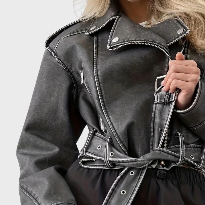 Women’s Chic Faux Leather Moto Jacket