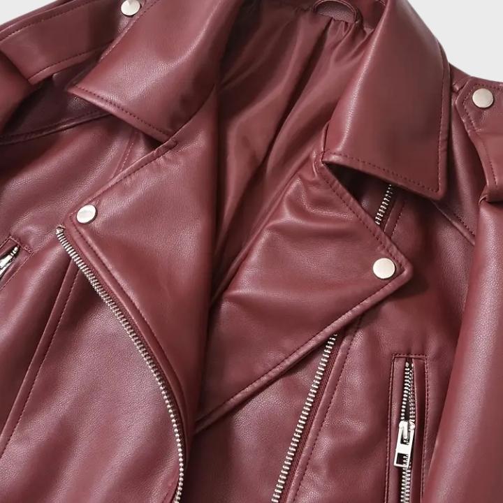 Women's Retro Belted Biker Jacket