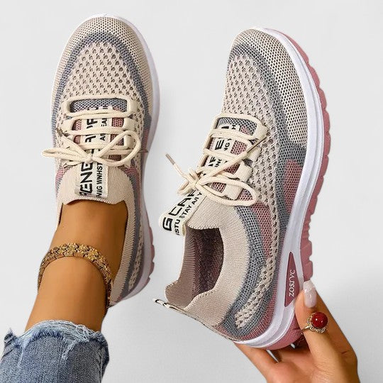 Mesh Knit Cushioned Lace-Up Trainers Women