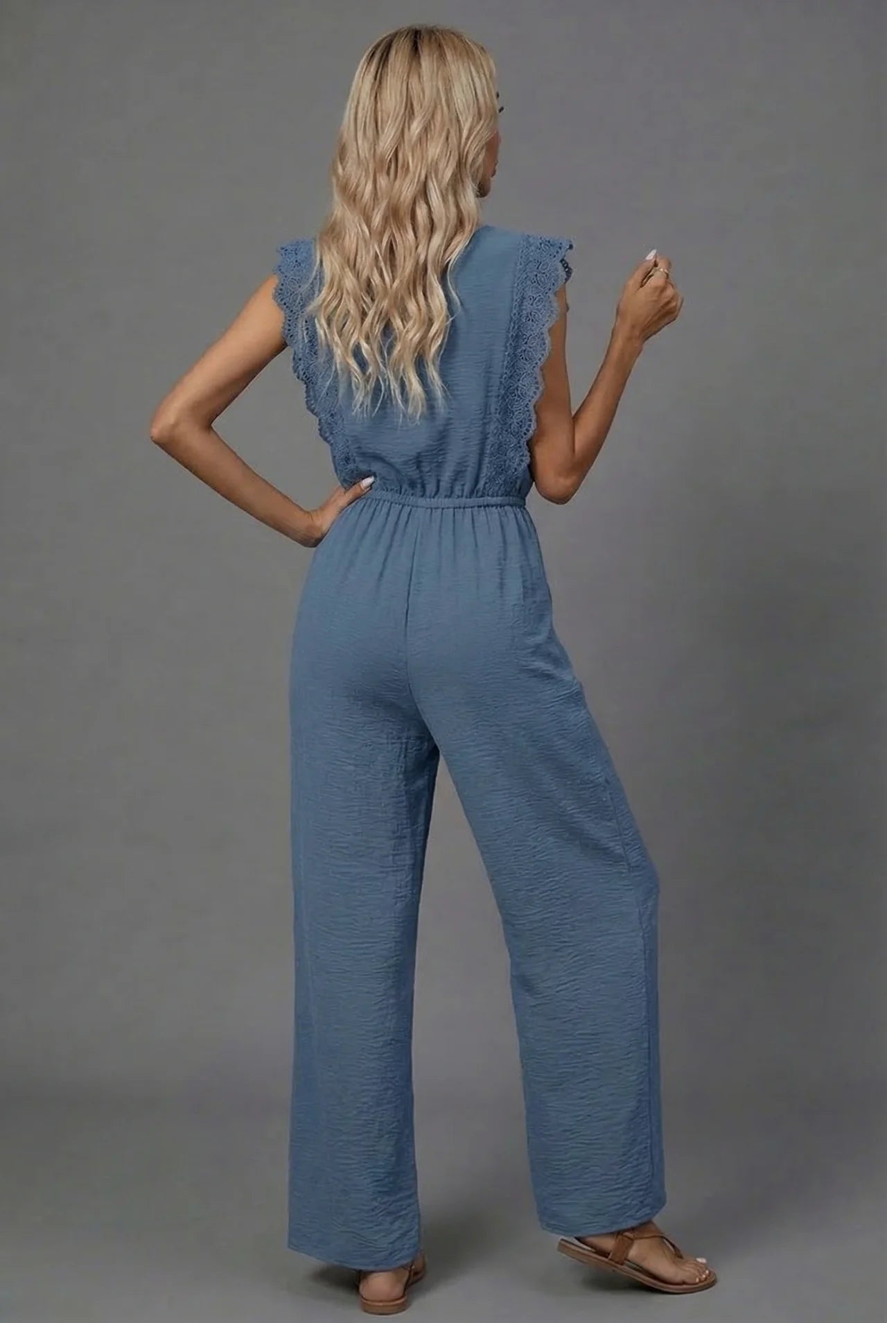 Summer Co-Ord Set Wide Leg Ruffle Sleeve