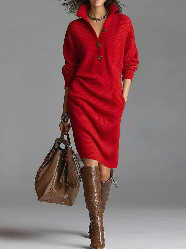 Ribbed Knit Style Relaxed Fit Jumper Dress