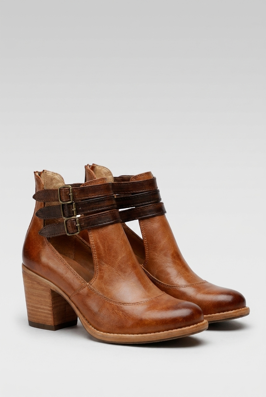 Buckle Strap Block Heel Ankle Boots Women