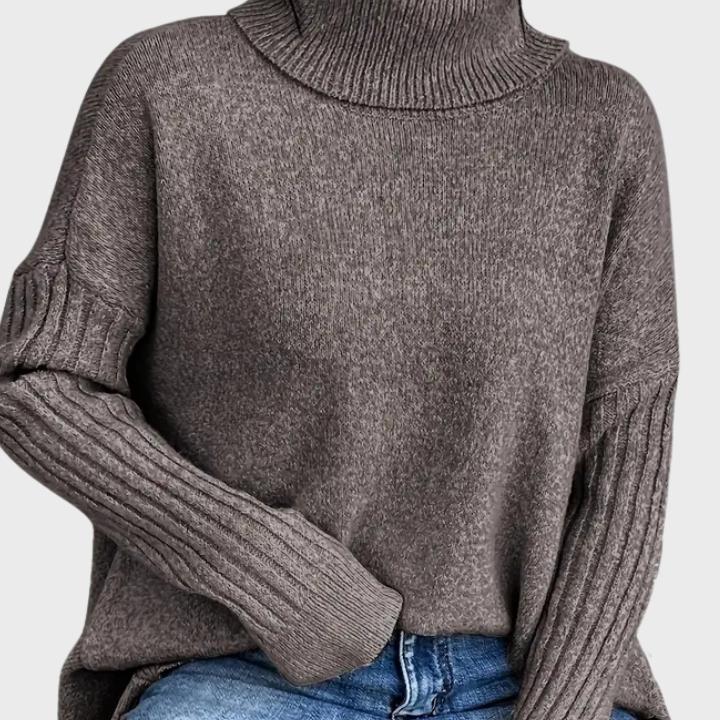Women’s Elegant High Neck Long Sleeve Knit Pullover