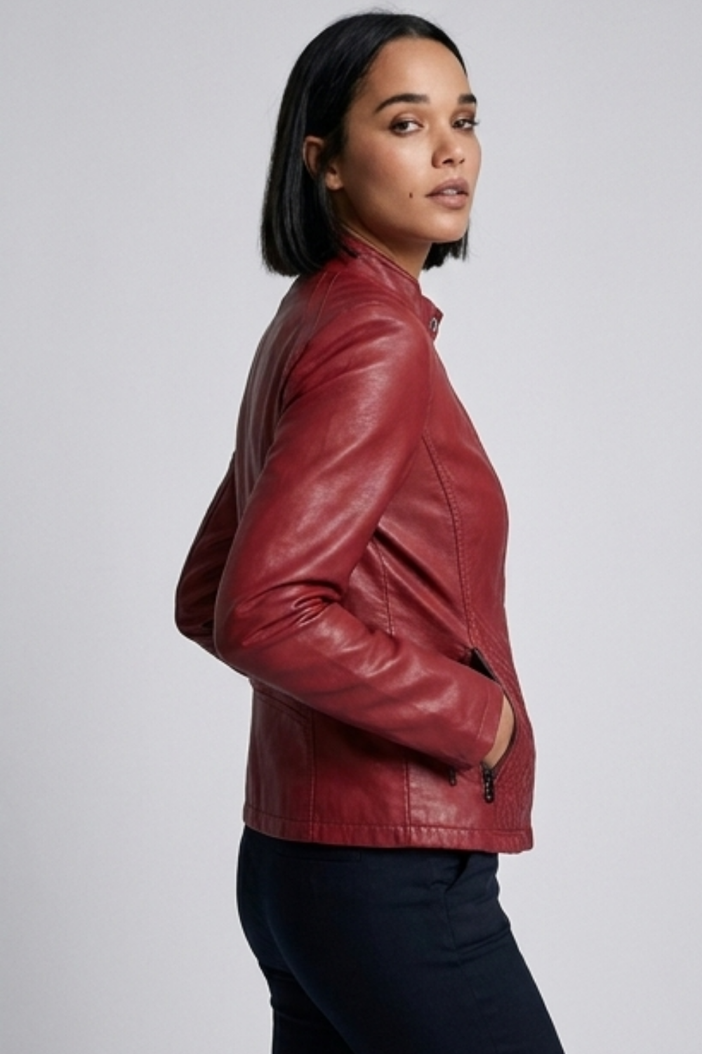 Leather Style Long Sleeve Biker Jacket Women