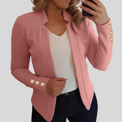 Women's Elegant Open Front Button Blazer