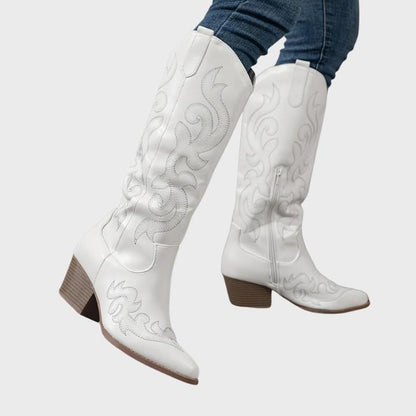 Women's Zip-Up Mid Heel Fashion Boots