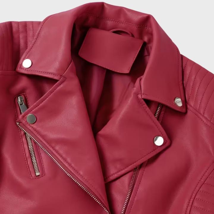 Women's Plus Size Biker Jacket with Zipper Pockets