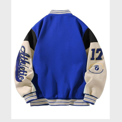 Men’s Vintage Varsity Jacket with Embroidered Patches
