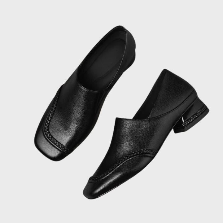 Women's Textured Square Toe Low Block Heel Slip-On