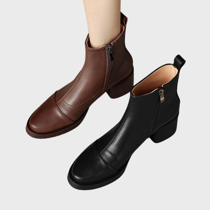 Women's Mid Shaft Structured Block Heel Boot